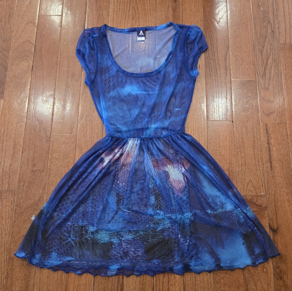 Avatar Blue Mesh Fit-and-Flare Dress